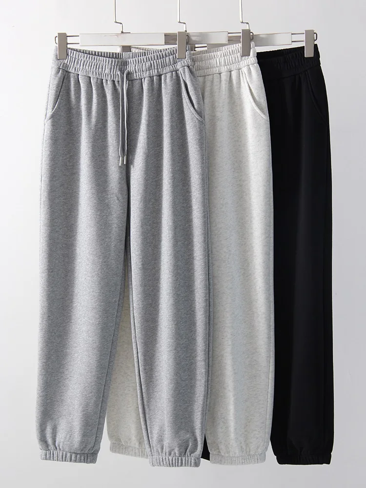 Thick Warm Fleece Sweatpants Women Winter Straight Leg Pants Gray Velvet Trousers Pants Jogger For Women Sweatpants Outfits