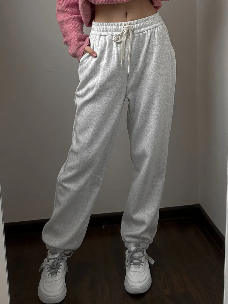Thick Warm Fleece Sweatpants Women Winter Straight Leg Pants Gray Velvet Trousers Pants Jogger For Women Sweatpants Outfits
