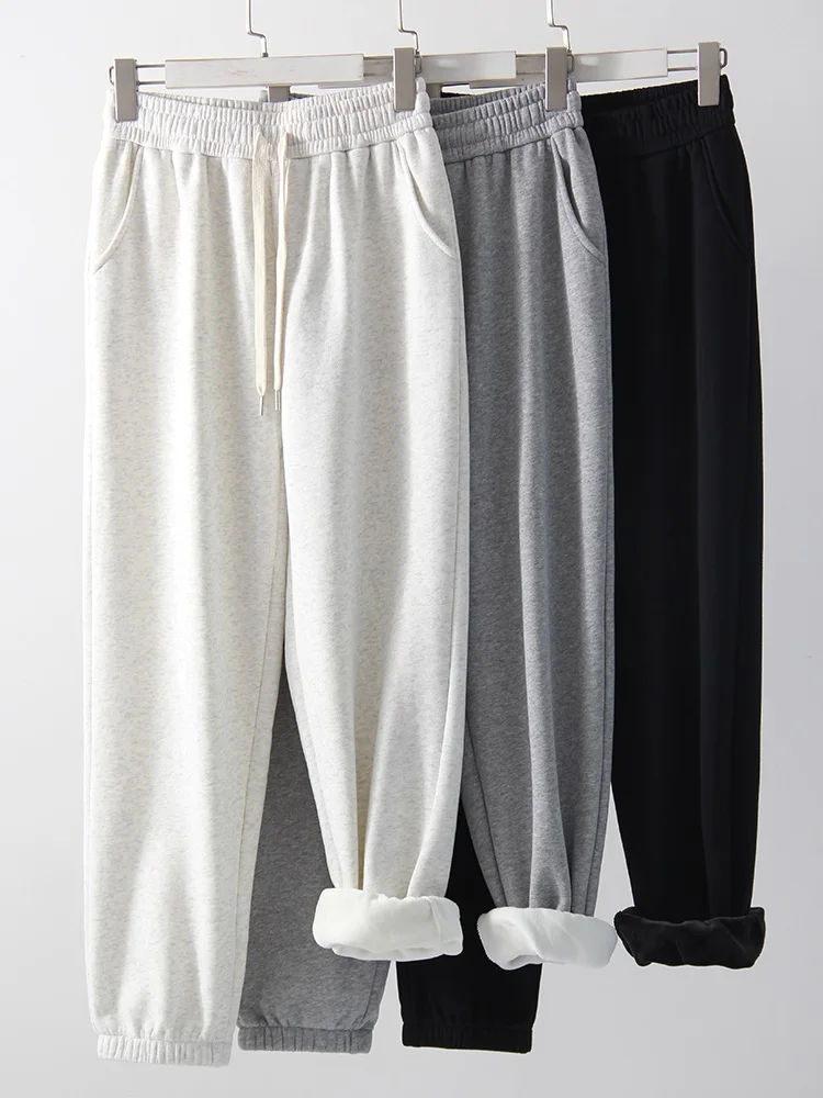 Thick Warm Fleece Sweatpants Women Winter Straight Leg Pants Gray Velvet Trousers Pants Jogger For Women Sweatpants Outfits