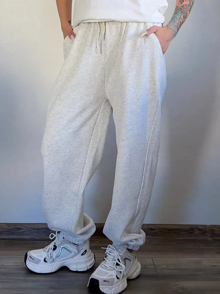 Thick Warm Fleece Sweatpants Women Winter Straight Leg Pants Gray Velvet Trousers Pants Jogger For Women Sweatpants Outfits