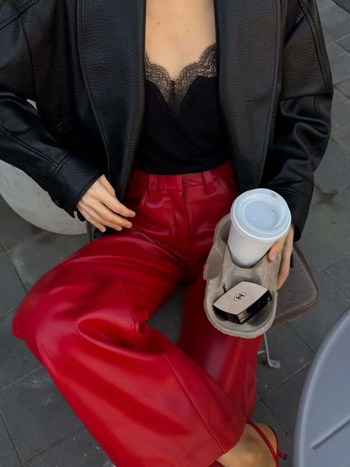 Red Leather Casual Trousers Women's Wide Leg Pants Pockets Trouser Summer Street Wear Browm Black Burgundy Autumn Fall 2026 New