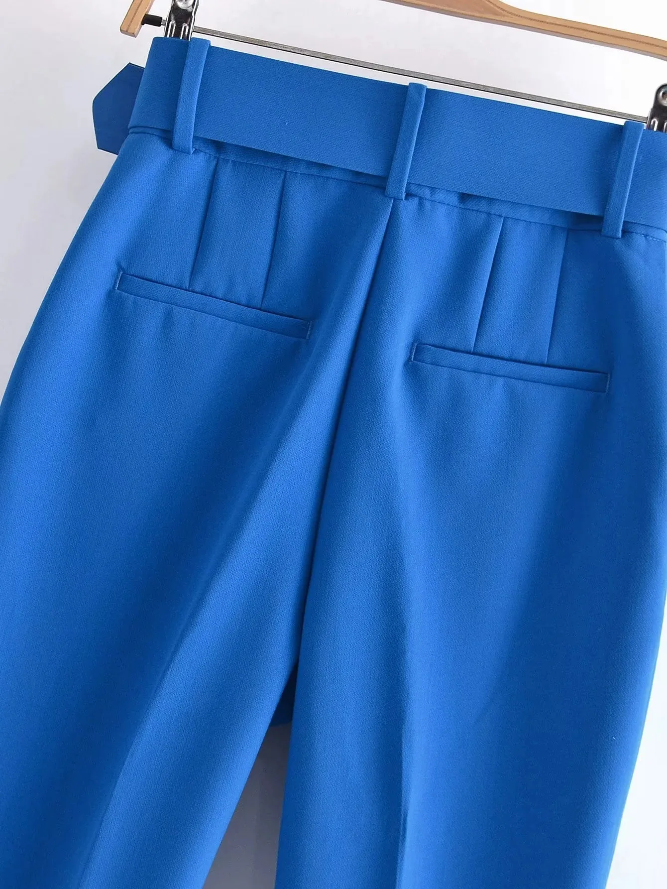 New In Women's Buttons 2026 Spring Autumn High Waist Casual Yellow Pants With Belt