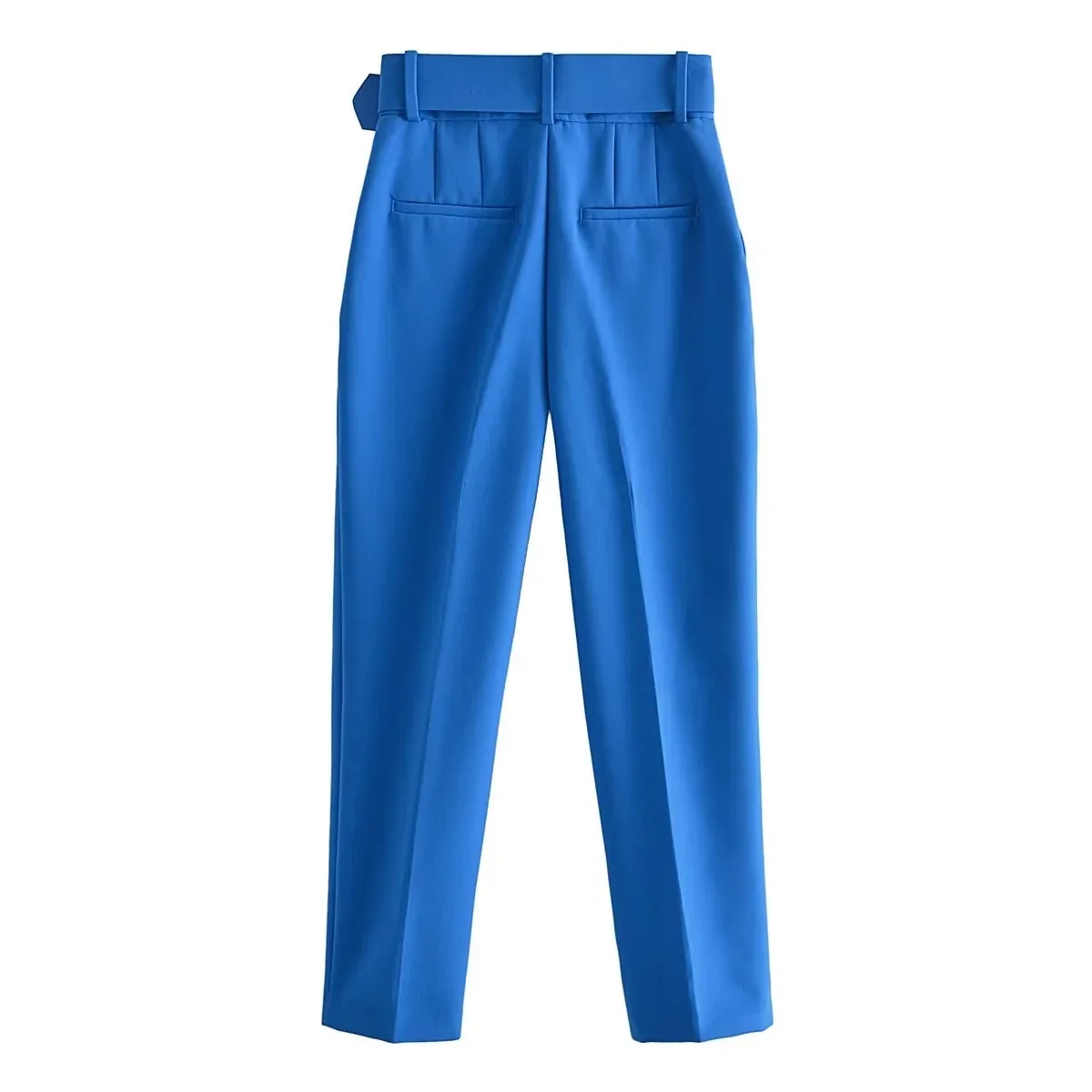 New In Women's Buttons 2026 Spring Autumn High Waist Casual Yellow Pants With Belt