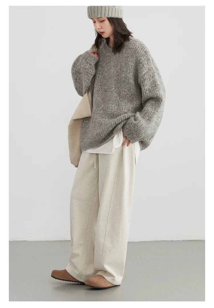 CHIC VEN Women Casual Pants Loose Casual New High Waist Wide Leg Woman Trousers Sports Streetwear Autumn Winter 2023
