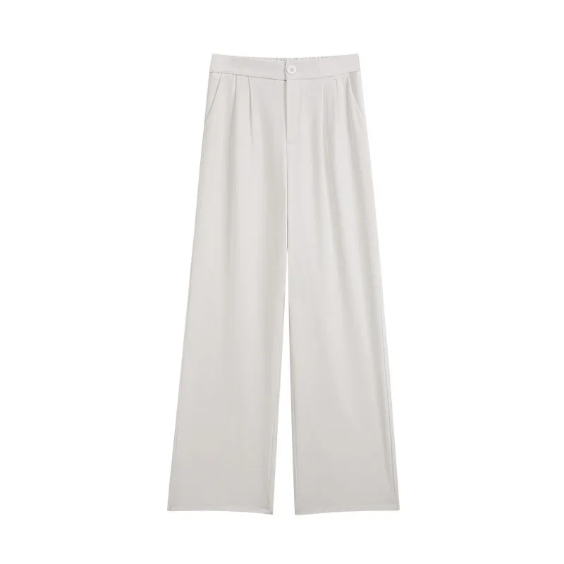 Spring Autumn Casual Loose Suit Pants Women Korean High Waist Office Wear Straight Pants Versatile Solid Floor Length Trousers