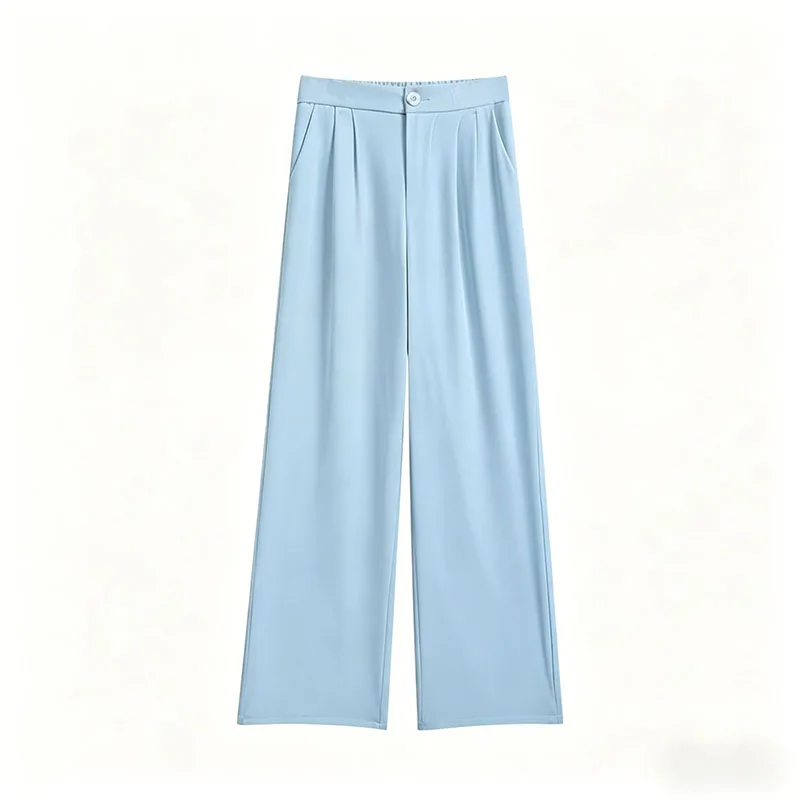 Spring Autumn Casual Loose Suit Pants Women Korean High Waist Office Wear Straight Pants Versatile Solid Floor Length Trousers