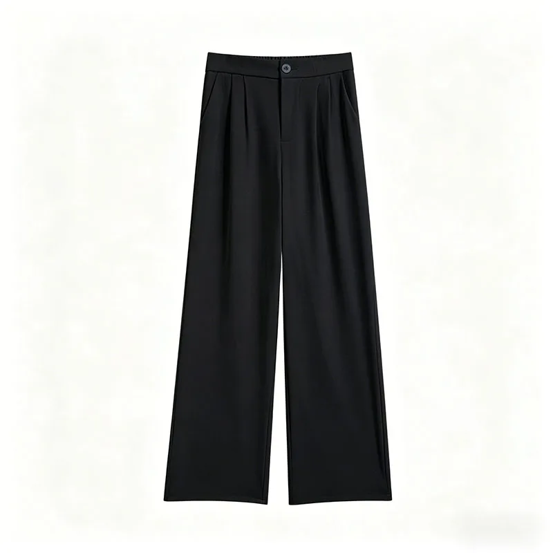 Spring Autumn Casual Loose Suit Pants Women Korean High Waist Office Wear Straight Pants Versatile Solid Floor Length Trousers