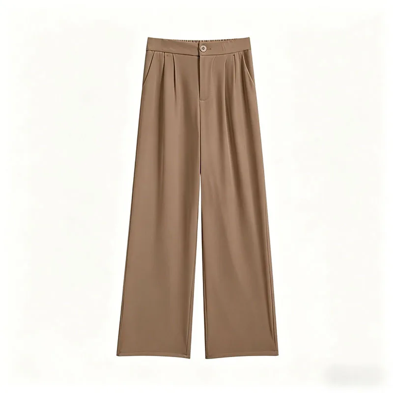 Spring Autumn Casual Loose Suit Pants Women Korean High Waist Office Wear Straight Pants Versatile Solid Floor Length Trousers