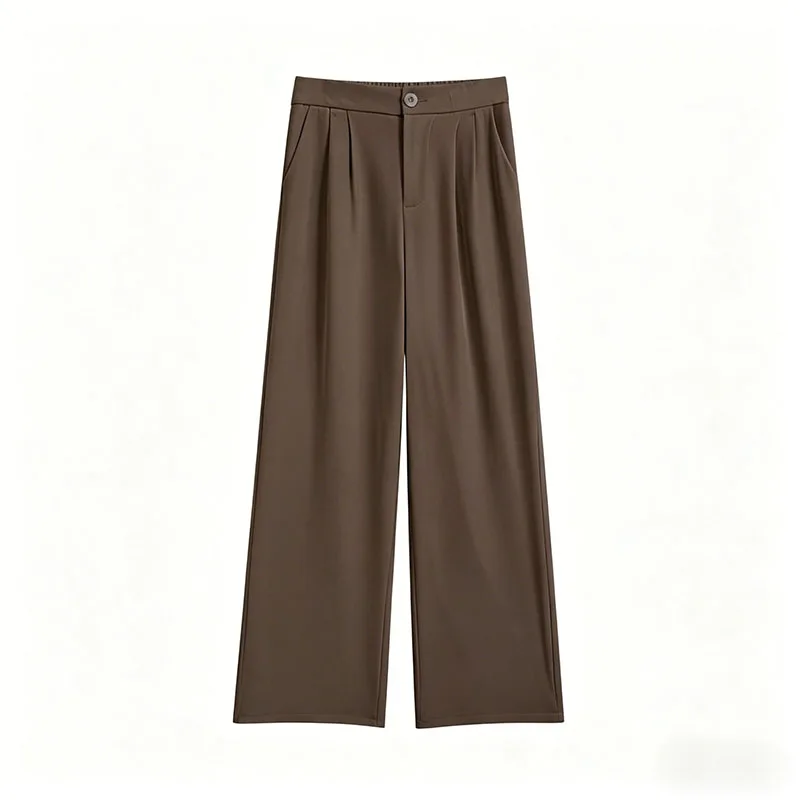 Spring Autumn Casual Loose Suit Pants Women Korean High Waist Office Wear Straight Pants Versatile Solid Floor Length Trousers