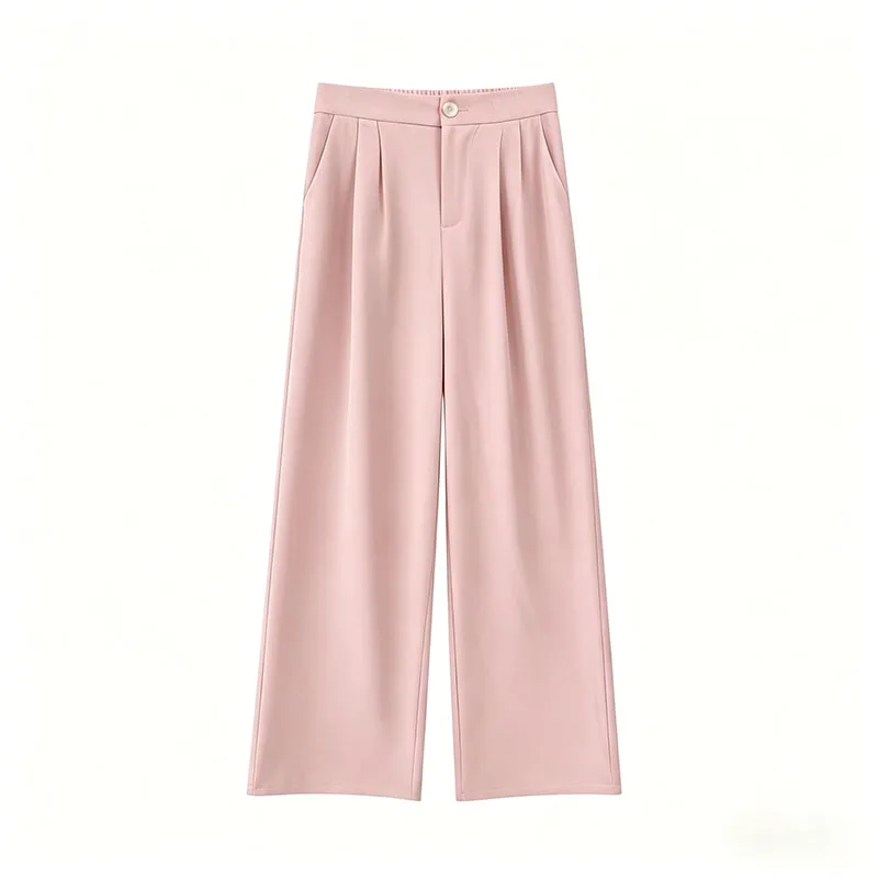Spring Autumn Casual Loose Suit Pants Women Korean High Waist Office Wear Straight Pants Versatile Solid Floor Length Trousers