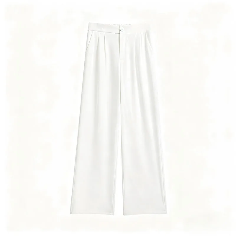 Spring Autumn Casual Loose Suit Pants Women Korean High Waist Office Wear Straight Pants Versatile Solid Floor Length Trousers