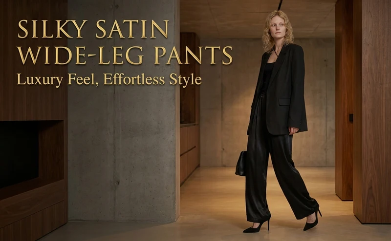 Luxury Wide Leg Satin Pants For Women Trousers With Pockets Black Women's Pants And Trousers Brown High Waist Baggy For Ladies