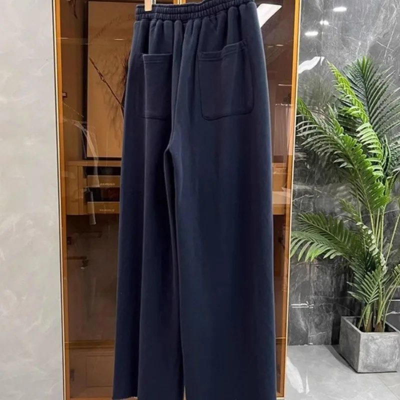 Fashion Heavy Vintage Denim Pants Women All-match Casual New Jeans Elastic Waist Loose Straight Wide Leg Pant Pantalones