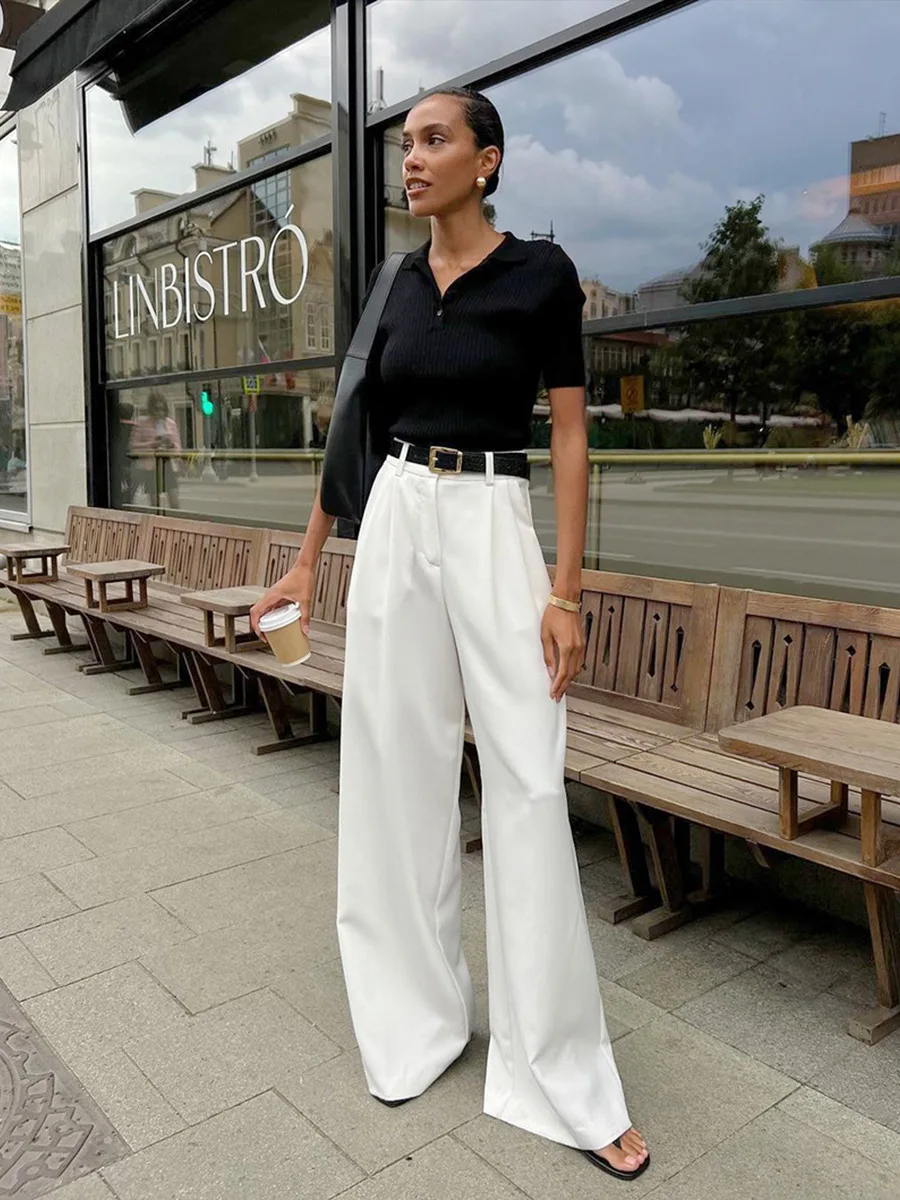 Light Luxury White Women Wide Leg Pants Spring and Autumn Temperament Versatile Commuting Leisure High Waist Straight Leg Pants
