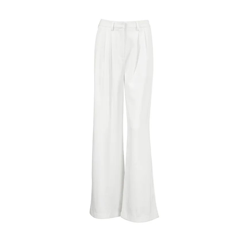 Light Luxury White Women Wide Leg Pants Spring and Autumn Temperament Versatile Commuting Leisure High Waist Straight Leg Pants