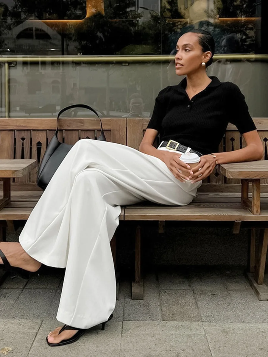 Light Luxury White Women Wide Leg Pants Spring and Autumn Temperament Versatile Commuting Leisure High Waist Straight Leg Pants