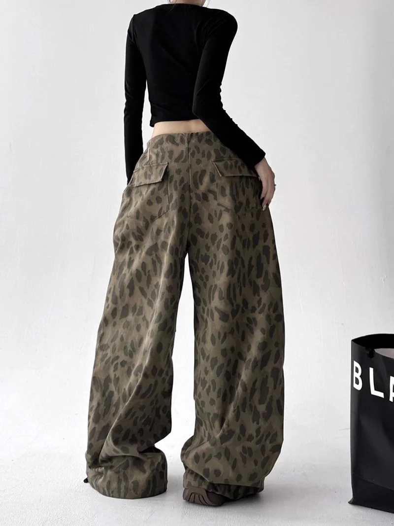 Leopard Y2K Wide Leg Pant Women Sexy Low Waist Loose Hip Hop American Trousers Spring Streetwear Vintage Bf Harajuku Casual Pant