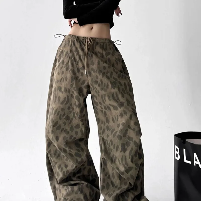 Leopard Y2K Wide Leg Pant Women Sexy Low Waist Loose Hip Hop American Trousers Spring Streetwear Vintage Bf Harajuku Casual Pant