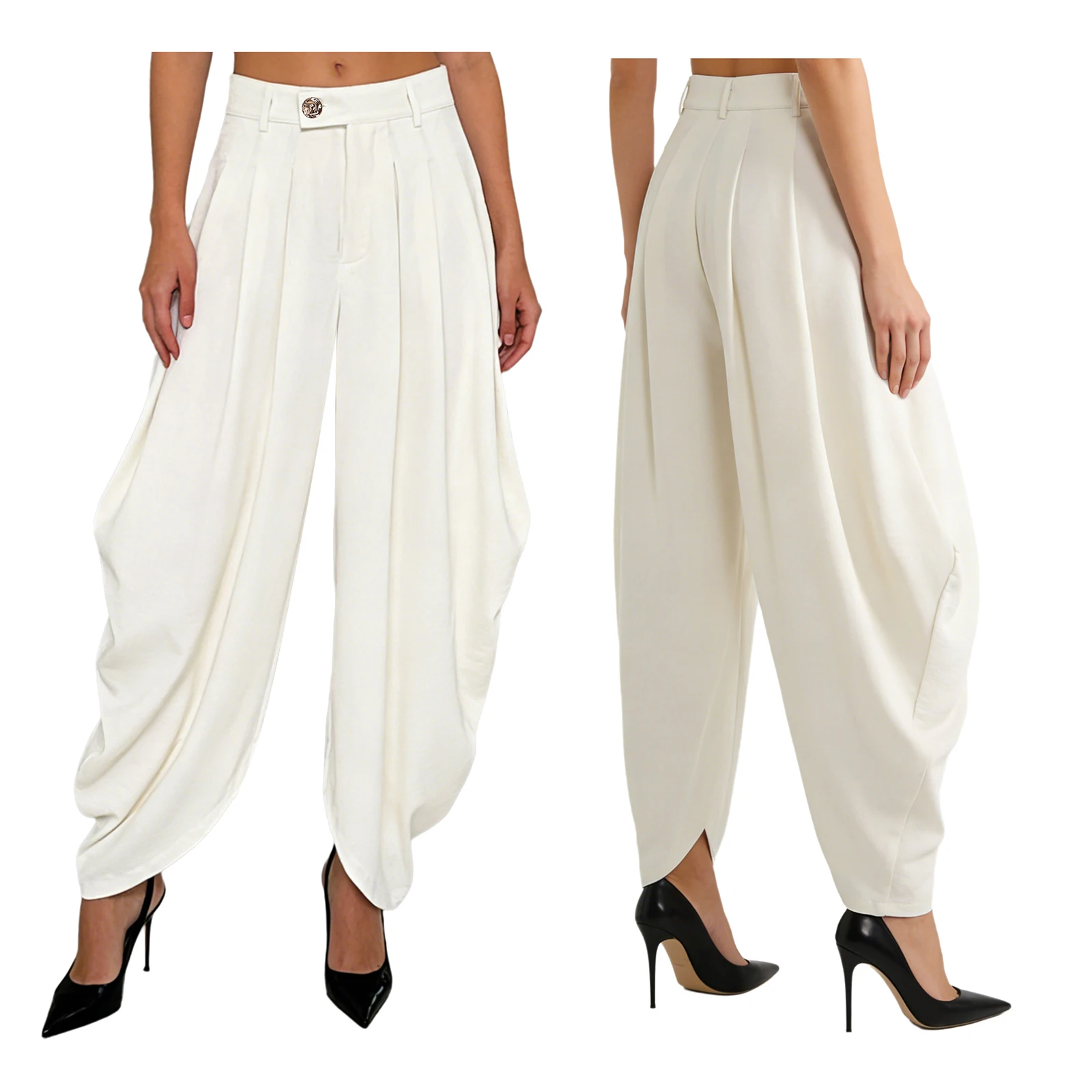 Women Palazzo Pants Trousers Casual SlacksBaroque Pleated Loose Wide Leg Pants Daily Commute Office Pants Women's Trousers
