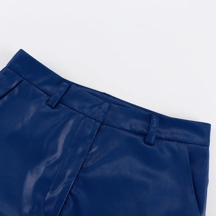 Fashion Solid Color PU Leather Pants Women 2025 New Trendy Lady Commuting Clothing High Waist Straight Trousers Women's Pants