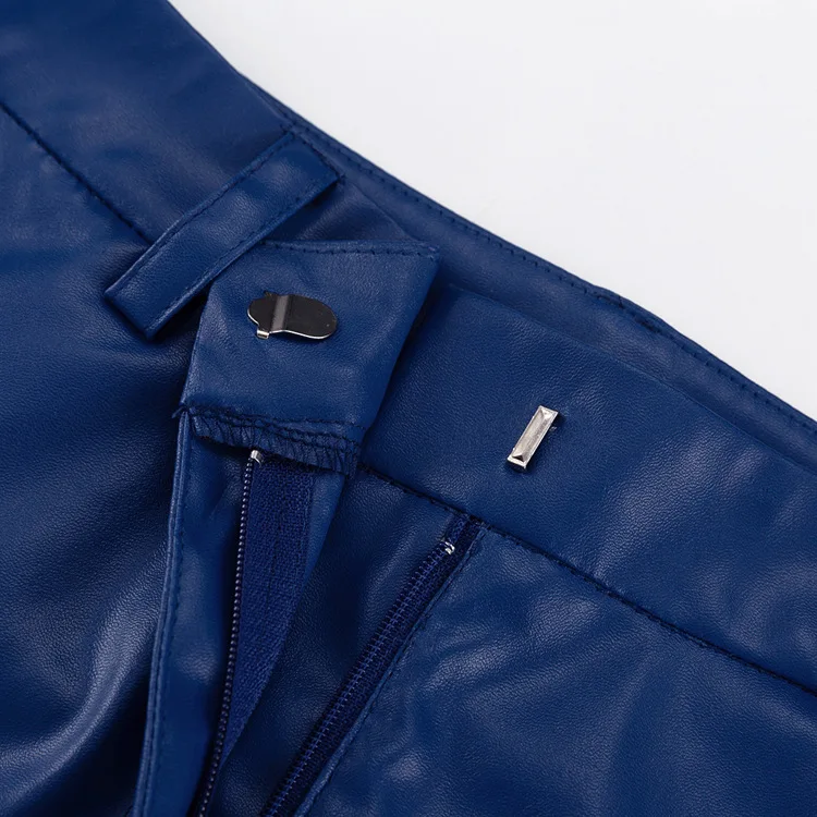 Fashion Solid Color PU Leather Pants Women 2025 New Trendy Lady Commuting Clothing High Waist Straight Trousers Women's Pants