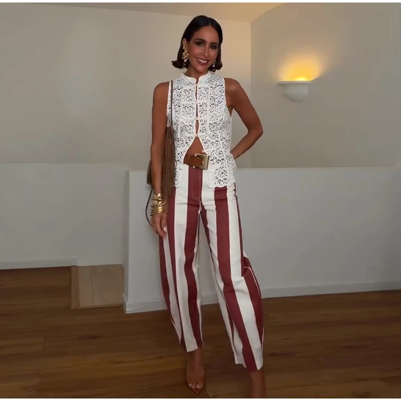 Colorful Striped Low Waist Wide Leg Jeans Slim Fit Flared Hem 2026 Summer Casual Women Denim Pants Trendy Y2K Lady Streetwear
