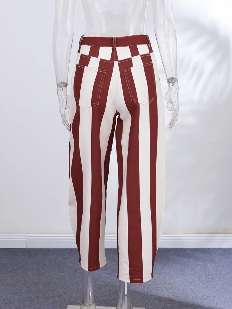 Colorful Striped Low Waist Wide Leg Jeans Slim Fit Flared Hem 2026 Summer Casual Women Denim Pants Trendy Y2K Lady Streetwear