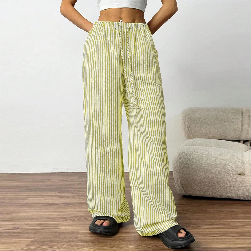 Colorful Striped Low Waist Wide Leg Jeans Slim Fit Flared Hem 2026 Summer Casual Women Denim Pants Trendy Y2K Lady Streetwear