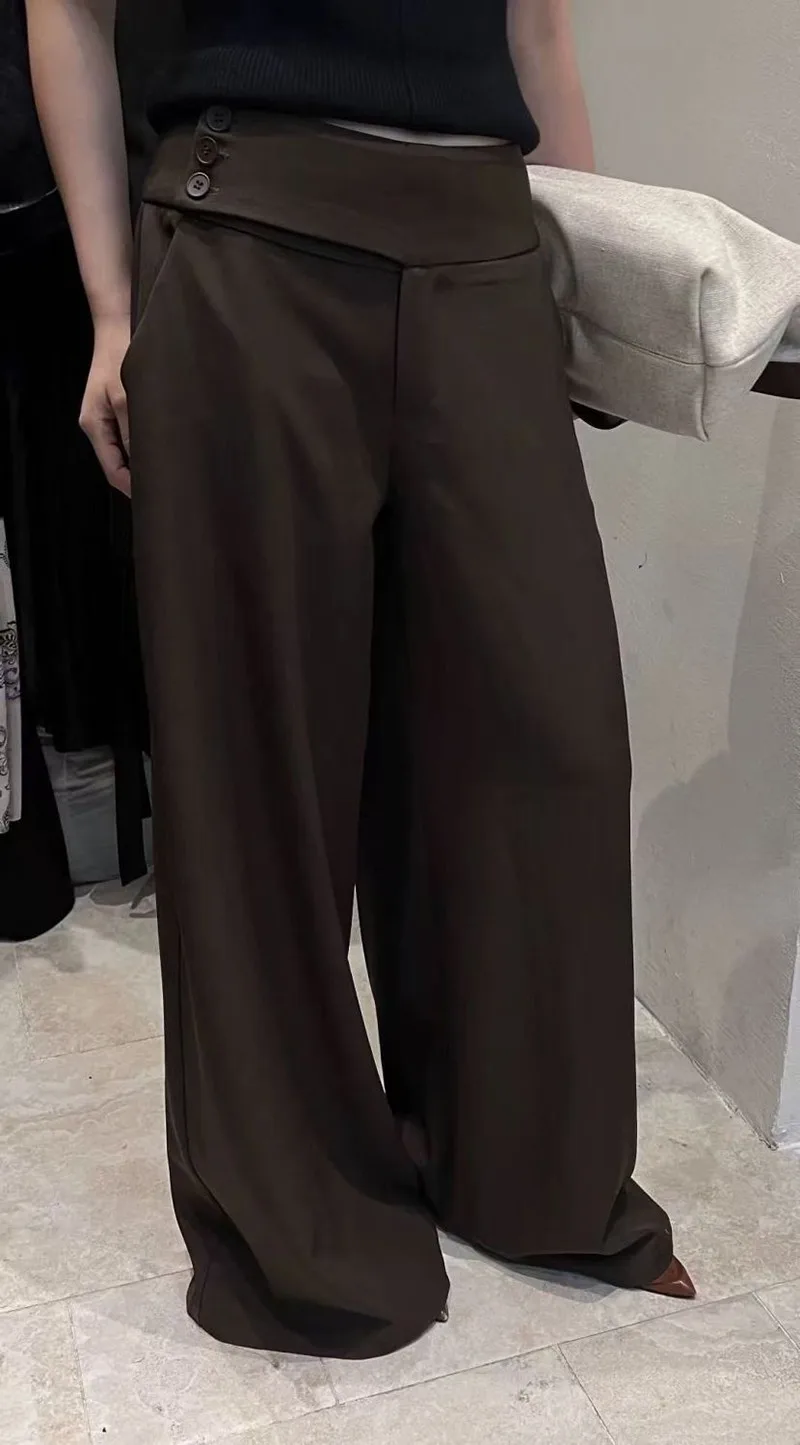 MEXZT Faux Woolen Wide Leg Pants Women Fashion Streetwear Bagyy Black Pants Winter Korean Low Waist Design Straight Trousers New