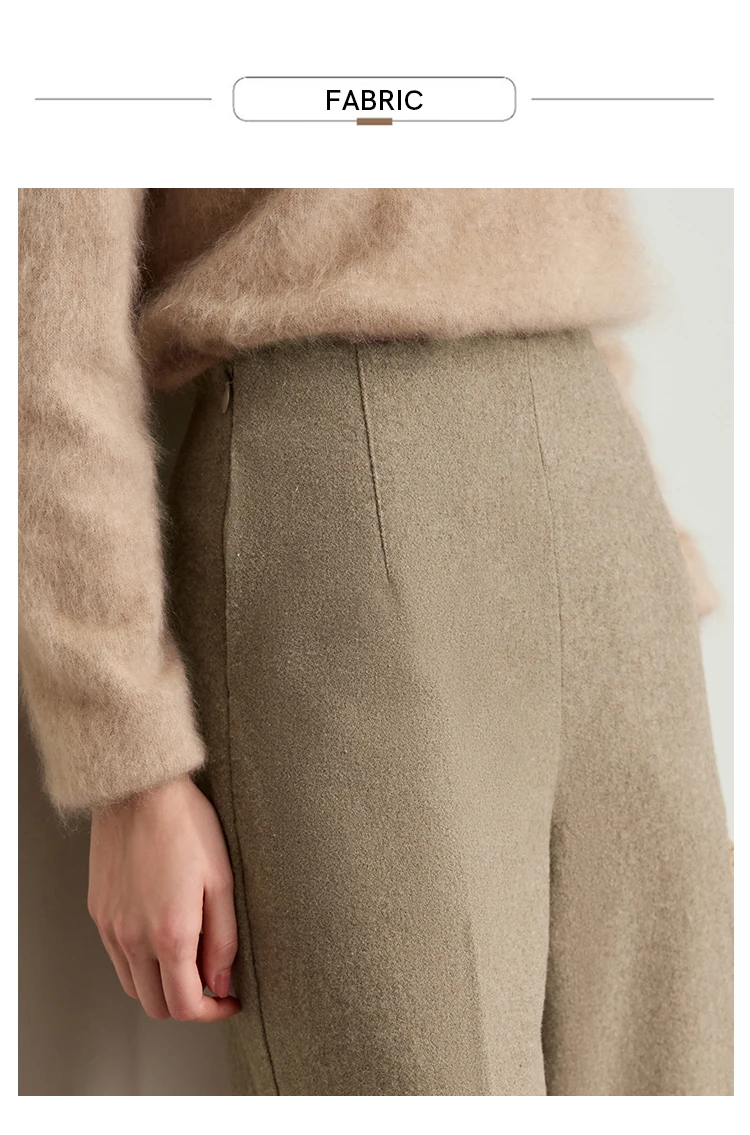 AMII Minimalist Women's Commuter Style Casual Pants 2024 Winter Female Classic High Waist Woolen Loose Wide-leg Pant 12424049