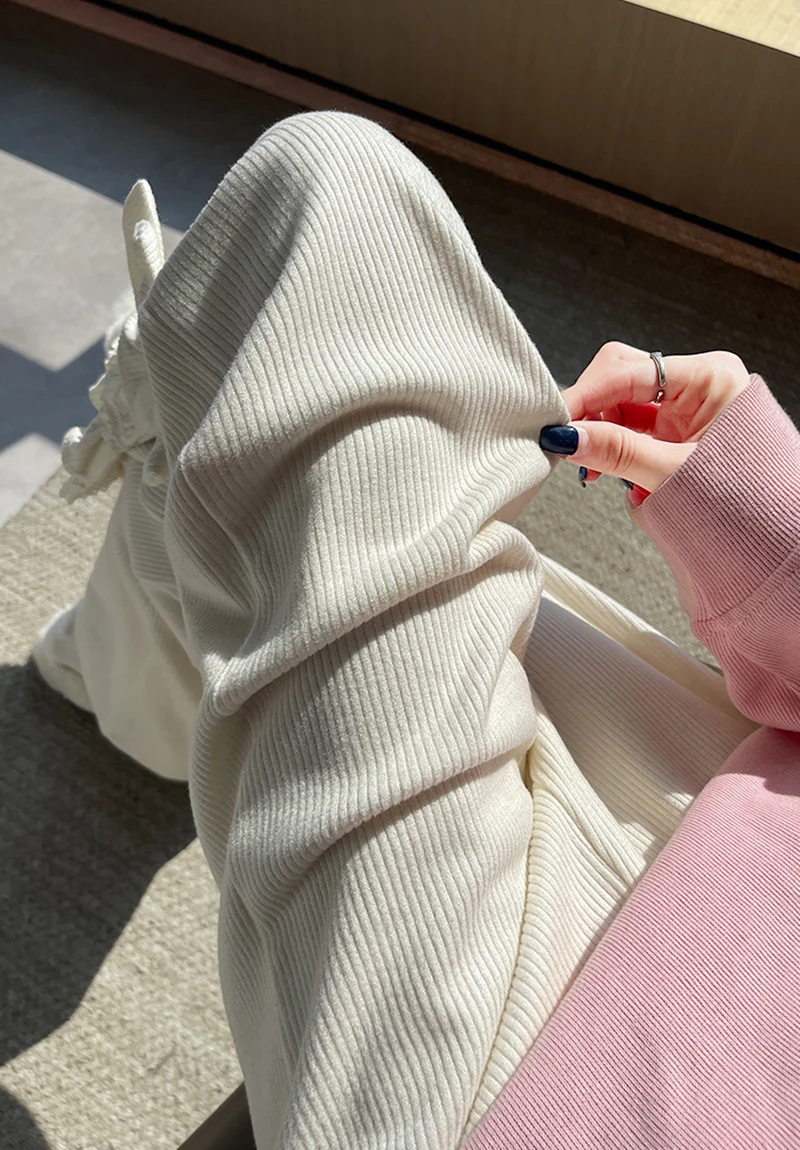 Harajuku Corduroy Flare Pants Women Japanese Cute Bow Lace Patchwork Pants Winter Streetwear Kawaii High Waist Casual Trousers