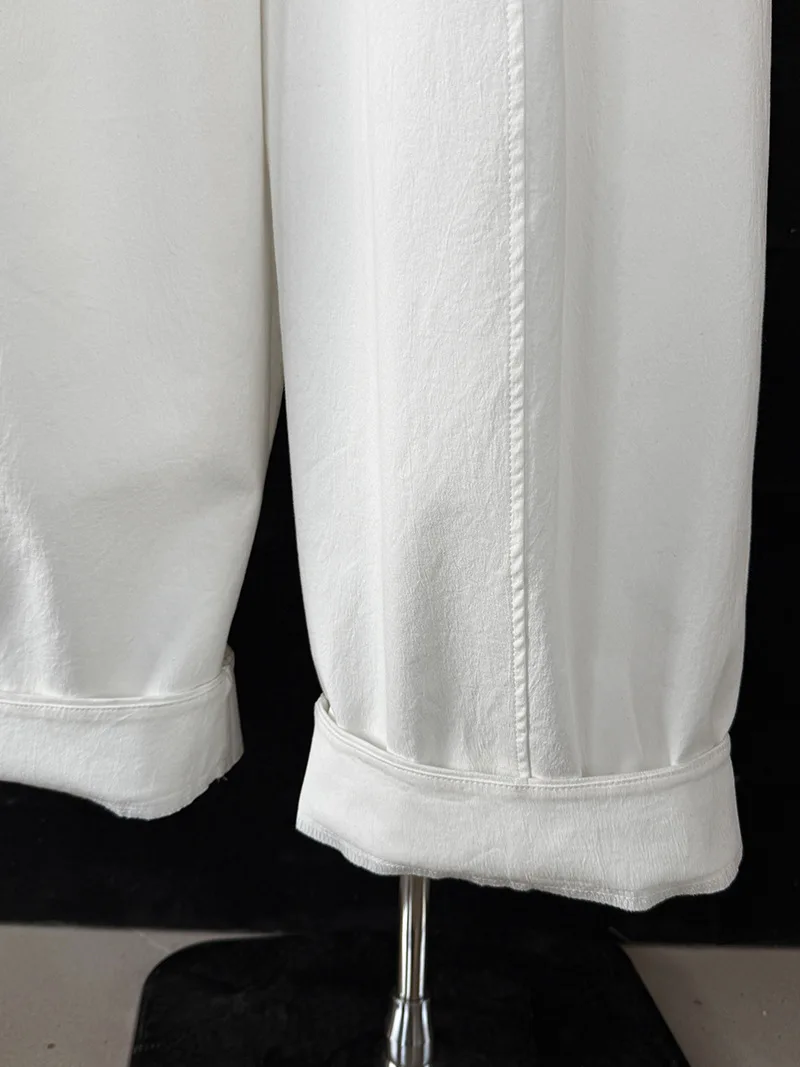 [LANMREM] American Style Vintage Wide Leg Pants For Women High Waist Solid Color Minimalism Casual Trousers 26Z1707