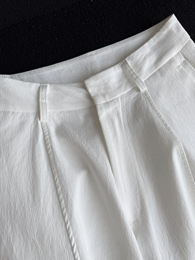 [LANMREM] American Style Vintage Wide Leg Pants For Women High Waist Solid Color Minimalism Casual Trousers 26Z1707