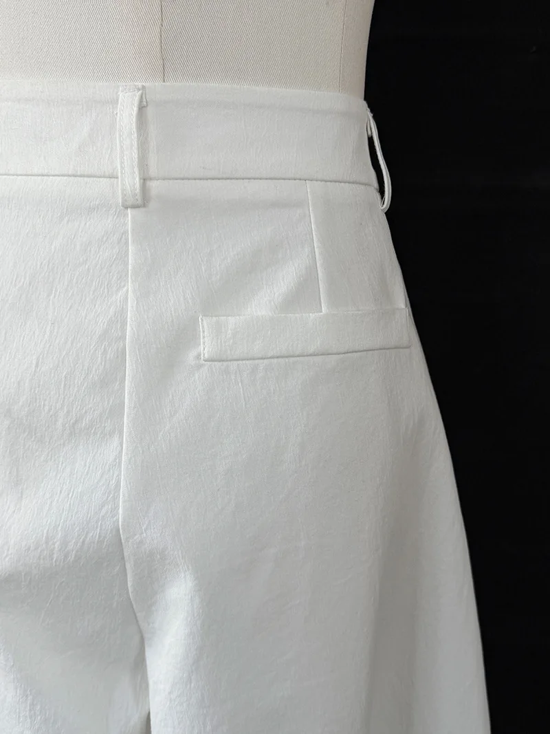 [LANMREM] American Style Vintage Wide Leg Pants For Women High Waist Solid Color Minimalism Casual Trousers 26Z1707