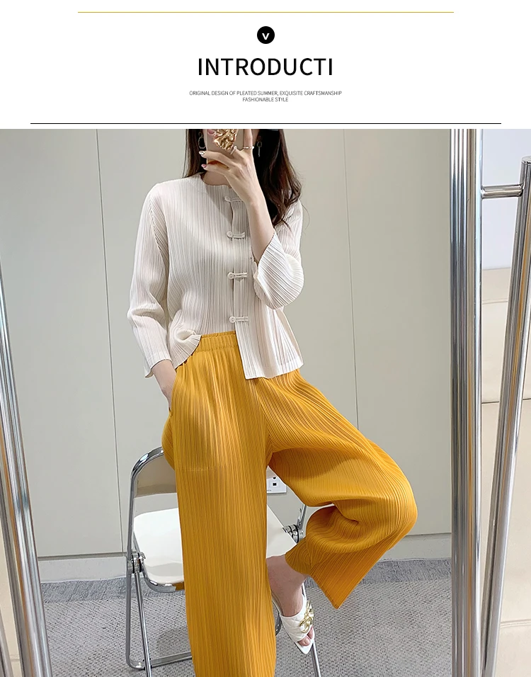 Pleated Women's Radish Pants Miyake 2025 New Summer Casual Large Size Stretch Draped Straight Wide Leg Pants Thin Comfortable