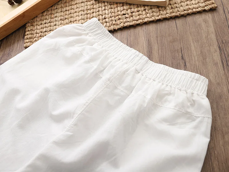Johnature 2025 New Style Casual Loose Women Calf-length Pants Spring Summer Fashion Solid Cotton Linen Women Pants