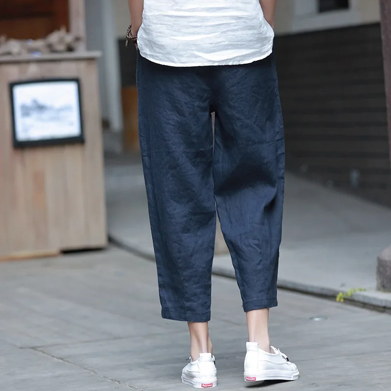 Johnature 2025 New Style Casual Loose Women Calf-length Pants Spring Summer Fashion Solid Cotton Linen Women Pants