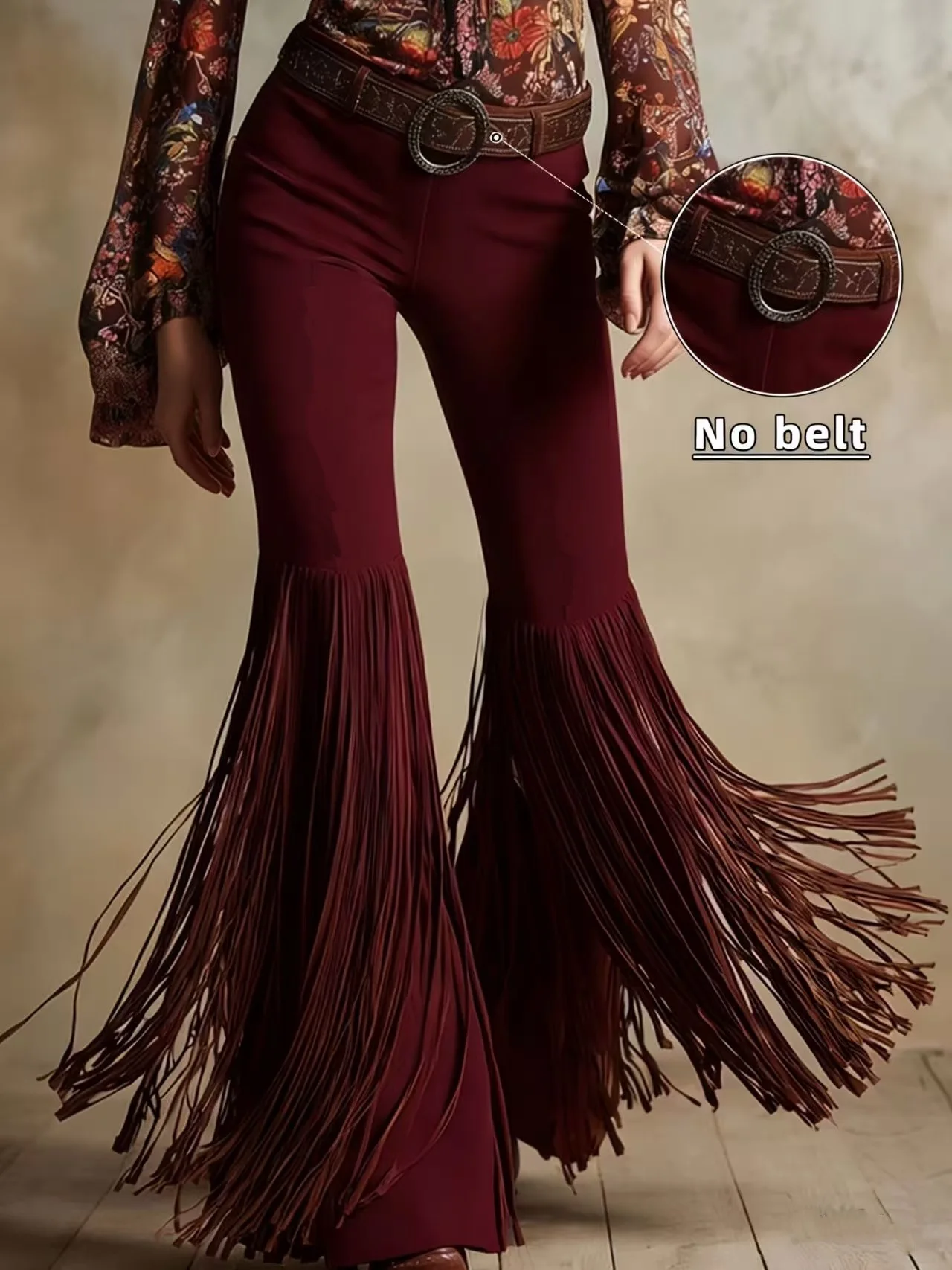 2026 Women's Retro Western Tassel New Suede Pants Spring And Summer Personality Street Solid Color Mid-waist Micro Trousers