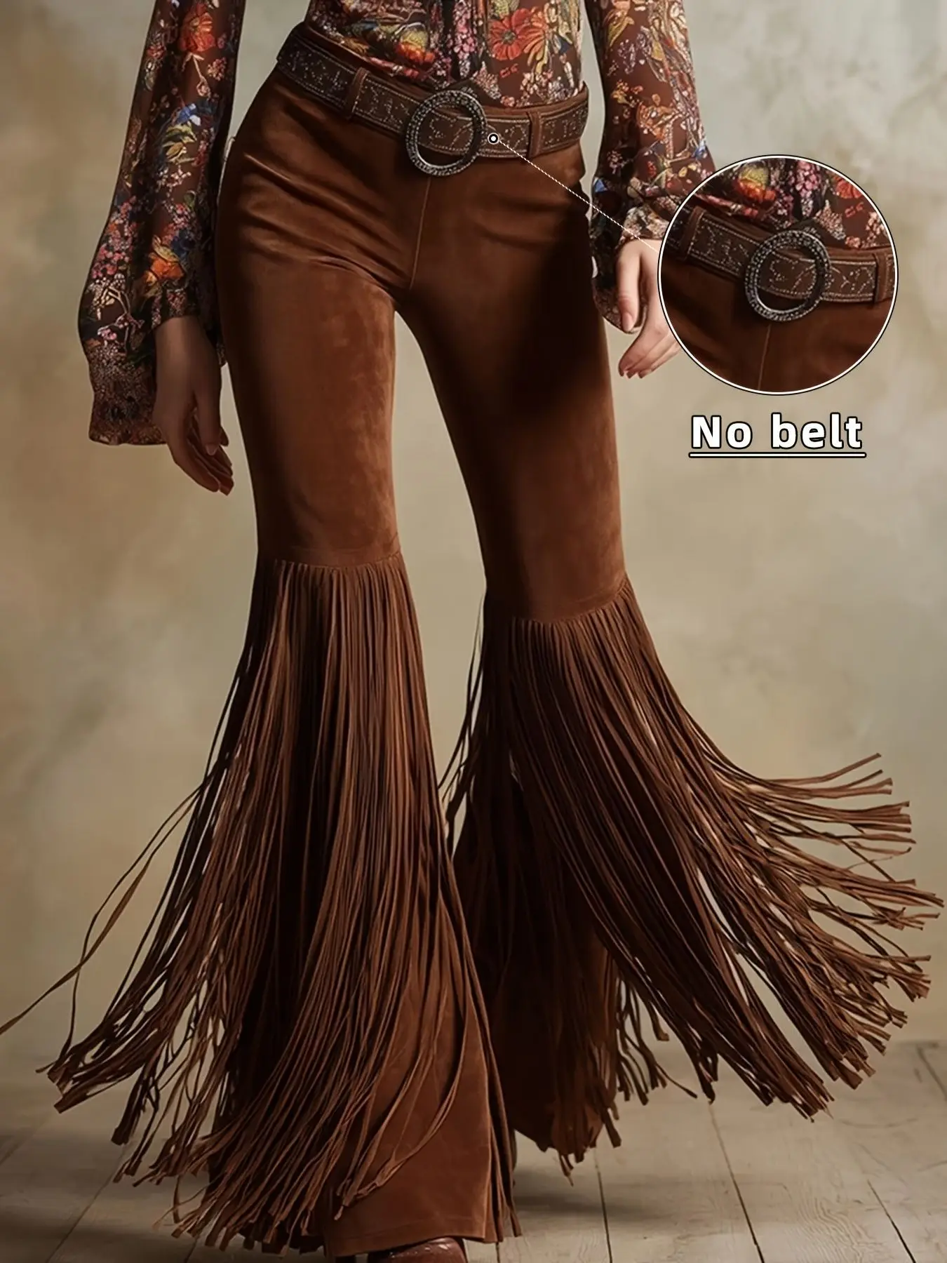 2026 Women's Retro Western Tassel New Suede Pants Spring And Summer Personality Street Solid Color Mid-waist Micro Trousers