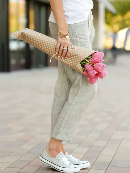 Cotton Linen Trousers for Women Solid Color Elastic Waist Casual Pants Drawstring Loose Autumn New Pants for Female