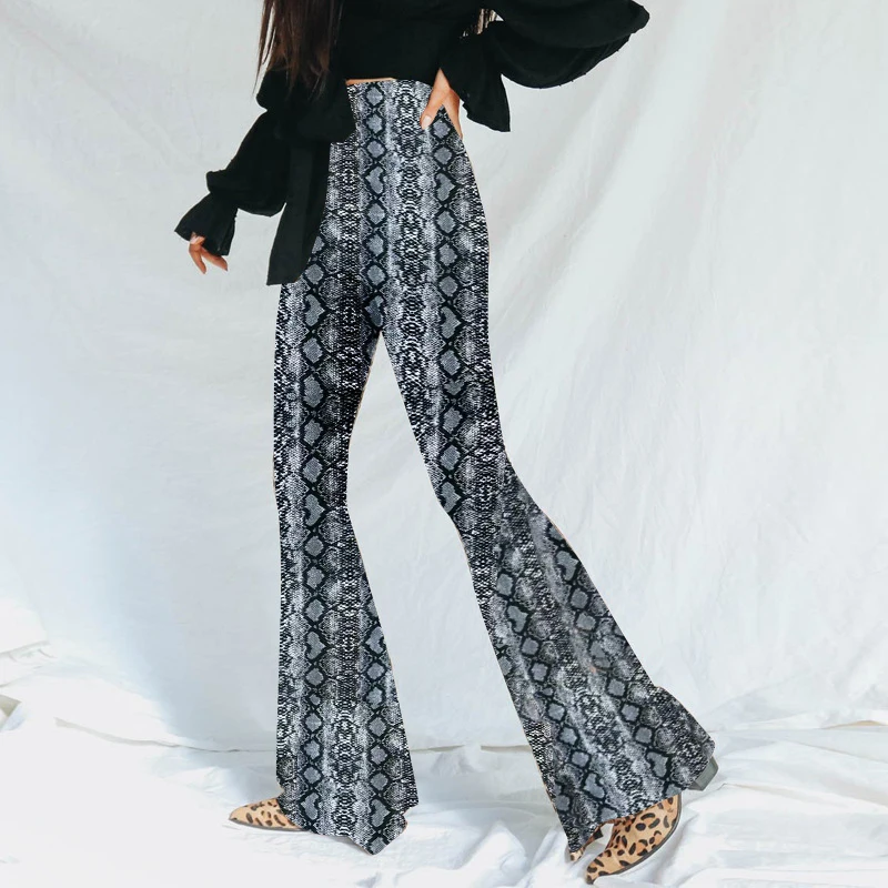 Hugcitar High Waist Leopard Print Flare Leggings 2025 Spring Women Fashion Sexy Bodycon Trousers Club Pants
