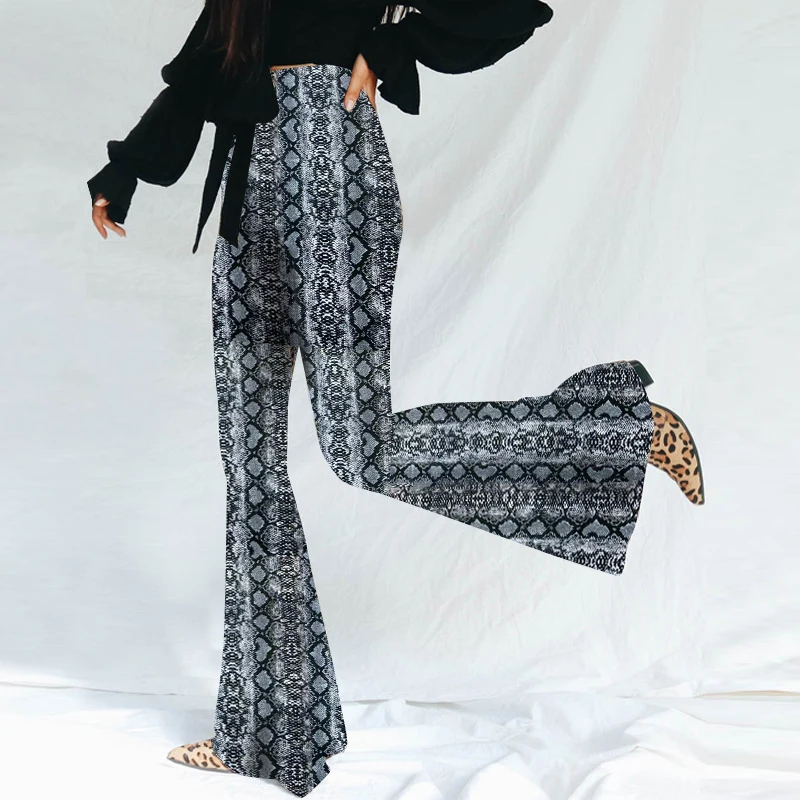 Hugcitar High Waist Leopard Print Flare Leggings 2025 Spring Women Fashion Sexy Bodycon Trousers Club Pants