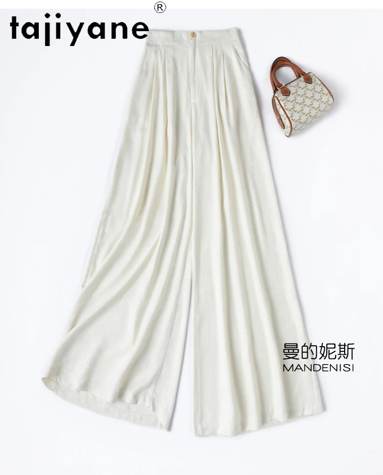 TAJIYANE 100% Real Mulberry Silk Pants Woman High Quality Baggy Pants Jacquard Wide Leg Trousers Summer Clothes Women 2025 여성바지