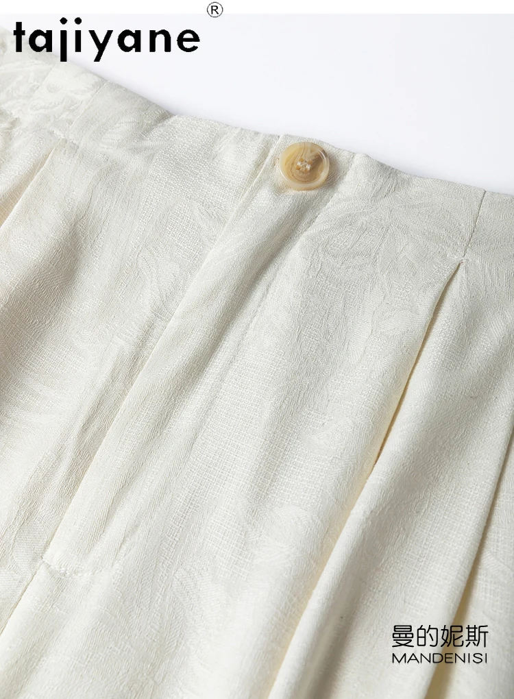 TAJIYANE 100% Real Mulberry Silk Pants Woman High Quality Baggy Pants Jacquard Wide Leg Trousers Summer Clothes Women 2025 여성바지