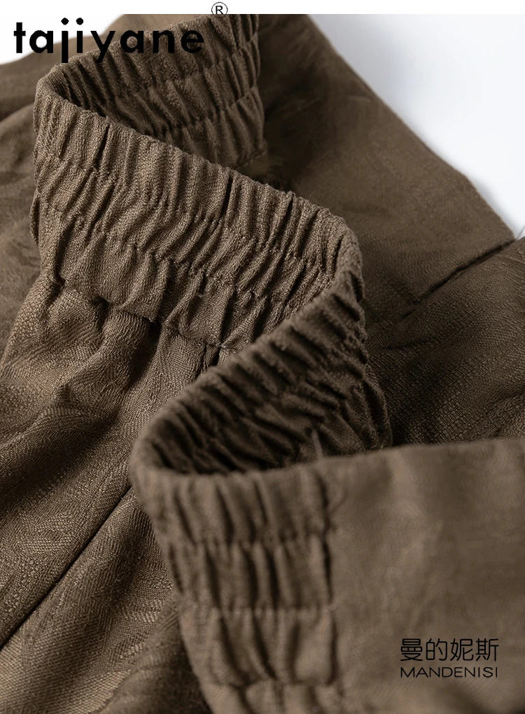 TAJIYANE 100% Real Mulberry Silk Pants Woman High Quality Baggy Pants Jacquard Wide Leg Trousers Summer Clothes Women 2025 여성바지