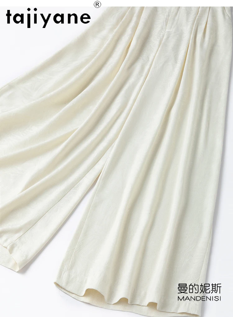 TAJIYANE 100% Real Mulberry Silk Pants Woman High Quality Baggy Pants Jacquard Wide Leg Trousers Summer Clothes Women 2025 여성바지