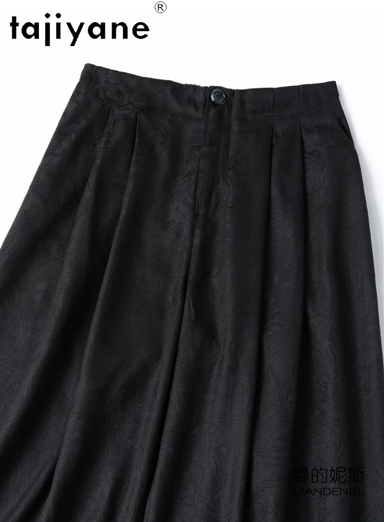 TAJIYANE 100% Real Mulberry Silk Pants Woman High Quality Baggy Pants Jacquard Wide Leg Trousers Summer Clothes Women 2025 여성바지