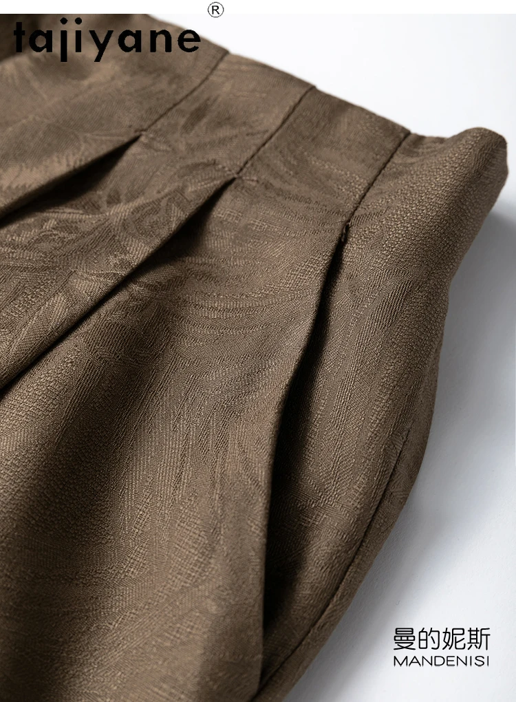TAJIYANE 100% Real Mulberry Silk Pants Woman High Quality Baggy Pants Jacquard Wide Leg Trousers Summer Clothes Women 2025 여성바지