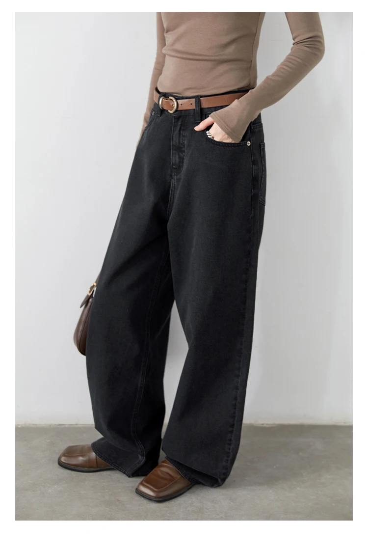 CHIC VEN Korean Women Plus Jeans New Casual Retro Wide Legs Denim Pants Slim Female Trousers Spring Autumn 2025