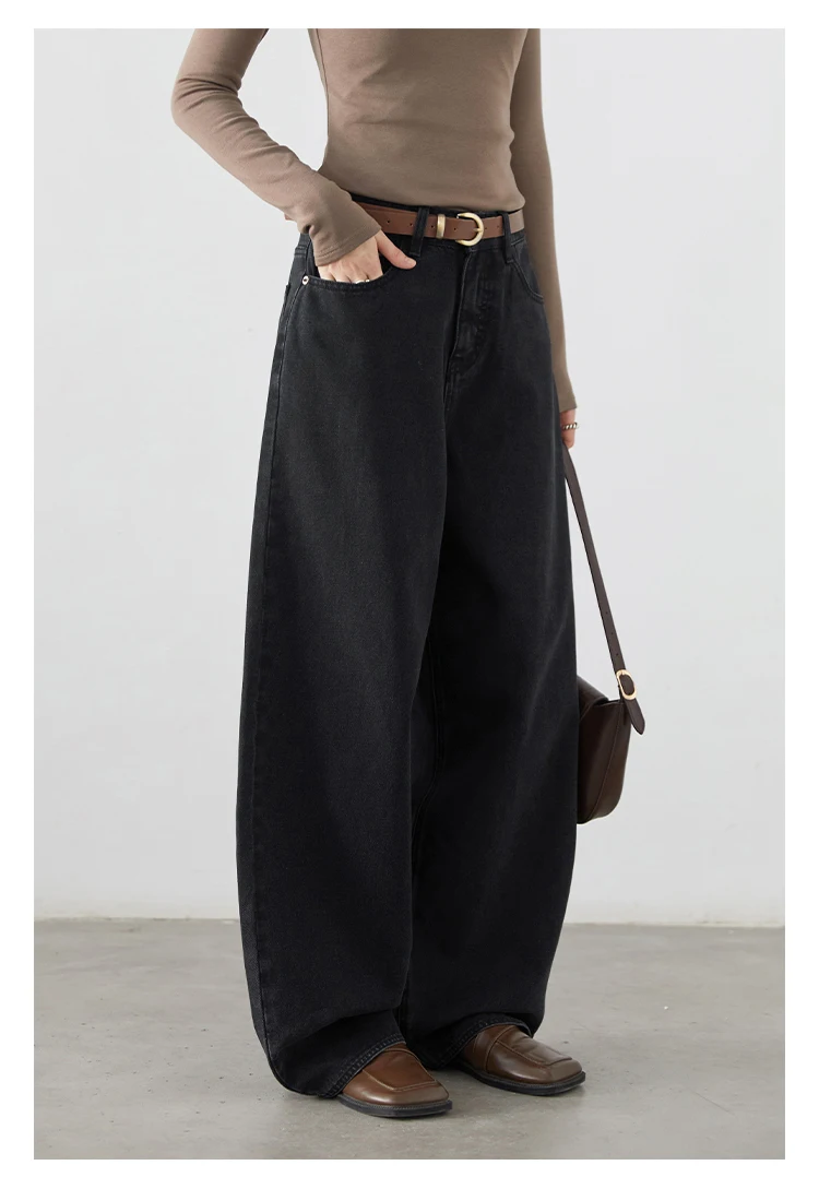 CHIC VEN Korean Women Plus Jeans New Casual Retro Wide Legs Denim Pants Slim Female Trousers Spring Autumn 2025